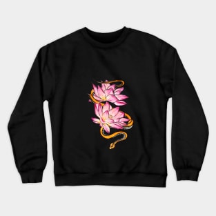 Pink Lotus, Orange Snake Crewneck Sweatshirt